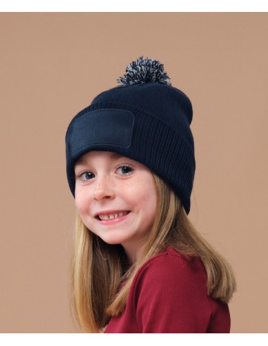 BEE-B443B-Kids Snowstar Patch Beanie